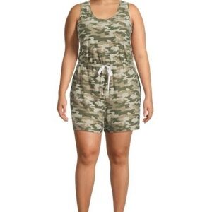 Terra & Sky Camouflage Romper - Olive Green Size:1x(16w-18w)